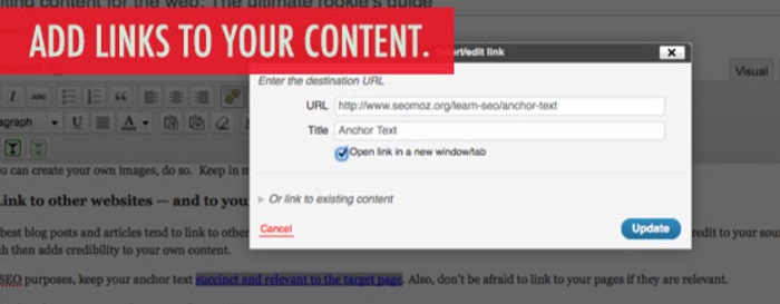 Add links to content